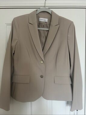Calvin Klein Women's Taupe Single-Breasted Blazer